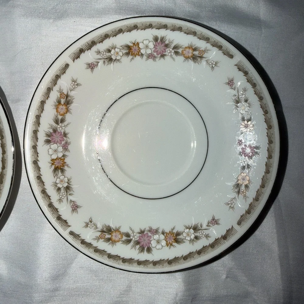 Crescent White and Pink Floral Dinnerware Set